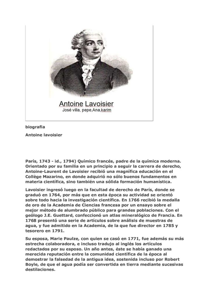 biografia de lavoisier