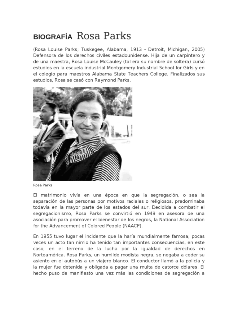 Biograf a de Rosa Park Psiquismo - Biografia De Rosa Park 768x994 